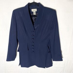 Vintage Pursuits Navy Blue 7 Button Blazer 8 Career Wear LibrarianCore Secretary